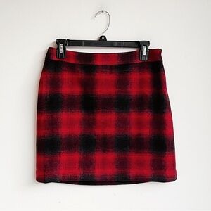 BANANA REPUBLIC women’s Red Black Plaid Wool mini Skirt 6